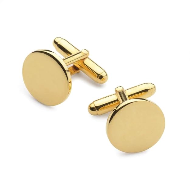 CLASSIC ELEGANCE - Gold Tone - Titanium Steel Cufflinks for Men and Boys (Size 15mm) - THE MEN THING