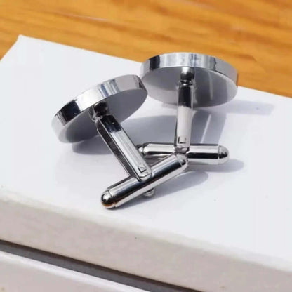 CLASSIC ELEGANCE - Silver Tone - Titanium Steel Cufflinks for Men and Boys (Size 15mm) - THE MEN THING