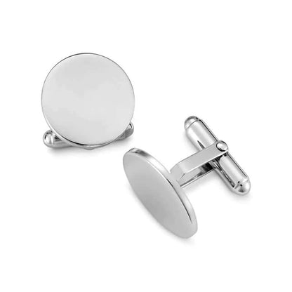 CLASSIC ELEGANCE - Silver Tone - Titanium Steel Cufflinks for Men and Boys (Size 15mm) - THE MEN THING