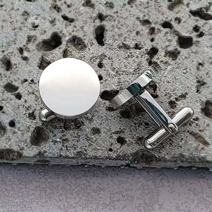 CLASSIC ELEGANCE - Silver Tone - Titanium Steel Cufflinks for Men and Boys (Size 15mm) - THE MEN THING