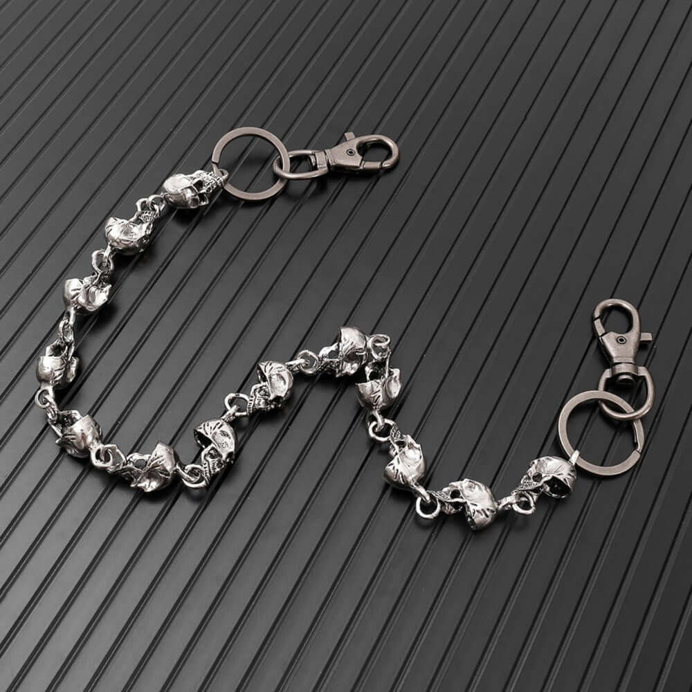 CLASSIC SKULL - Antique Steel 15mm Titanium Steel Heavy Biker Chain for Jeans with Lobster Clasps for Men & Boys - 23 inch - THE MEN THING