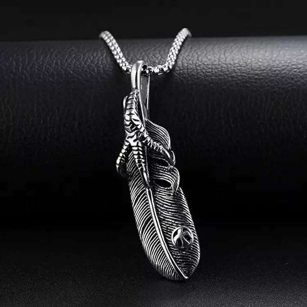 CLAW LEAF - Alloy Pendant with Pure Stainless Steel 24inch Round Box Chain for Men, European trending Style - THE MEN THING