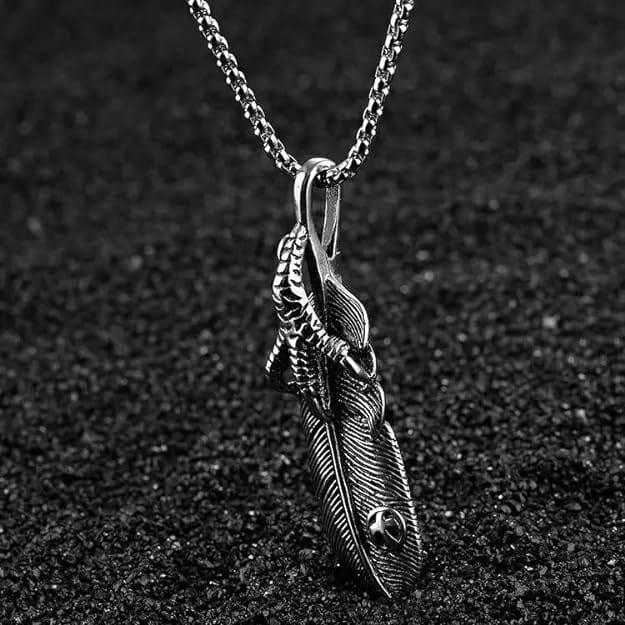 CLAW LEAF - Alloy Pendant with Pure Stainless Steel 24inch Round Box Chain for Men, European trending Style - THE MEN THING