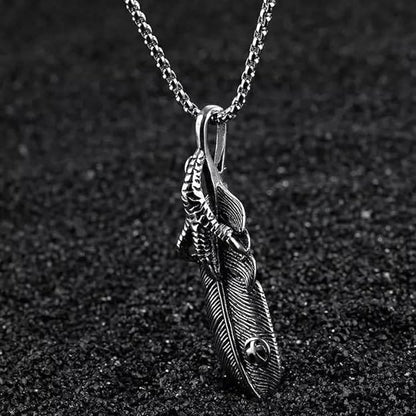 CLAW LEAF - Alloy Pendant with Pure Stainless Steel 24inch Round Box Chain for Men, European trending Style - THE MEN THING