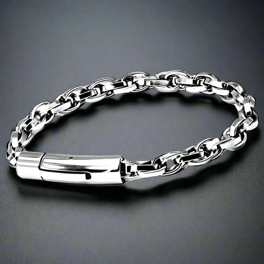CLIPLINK -  8mm Stainless Steel Bracelet, American Style - 8 inch for Men & Boys - THE MEN THING
