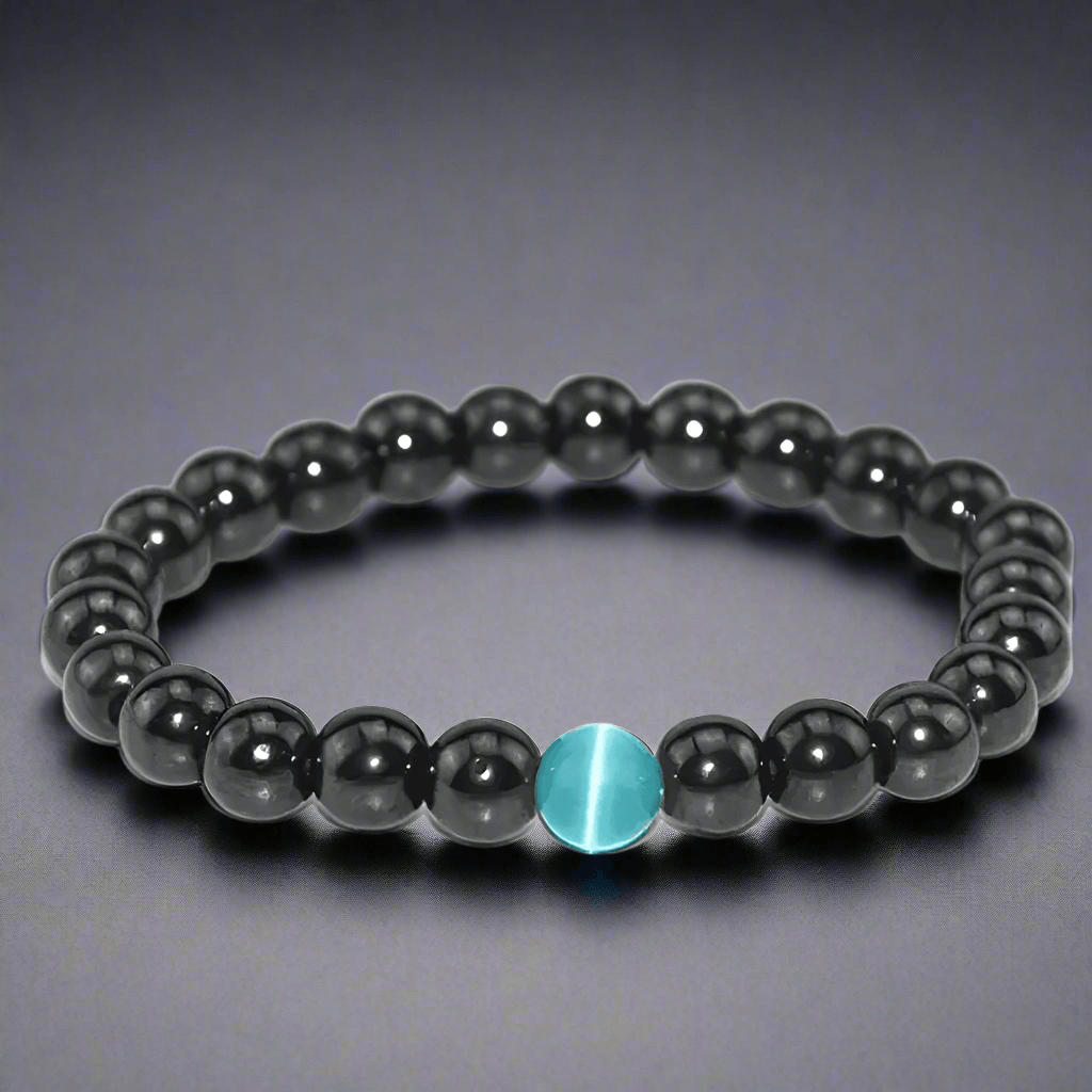 COBALT BLUE - Beads Bracelet with Natural Stone - "7" inch Stretch Bracelet for Men & Boys - THE MEN THING