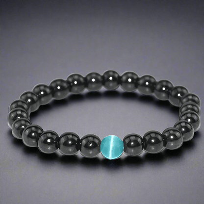 COBALT BLUE - Beads Bracelet with Natural Stone - "7" inch Stretch Bracelet for Men & Boys - THE MEN THING