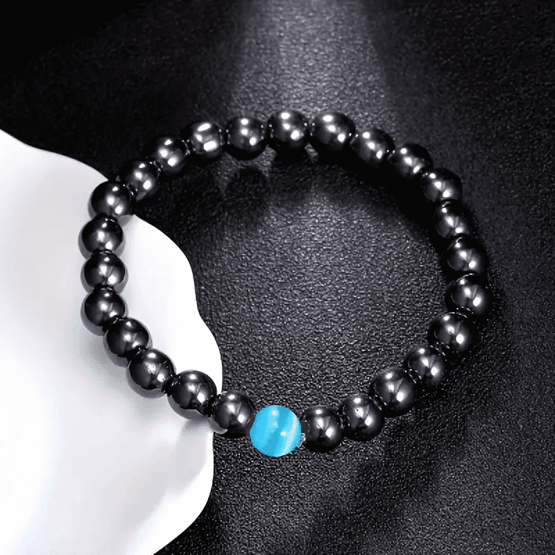 COBALT BLUE - Beads Bracelet with Natural Stone - "7" inch Stretch Bracelet for Men & Boys - THE MEN THING