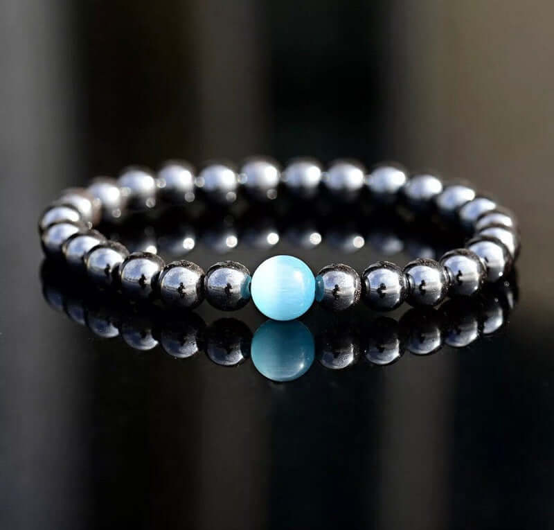 COBALT BLUE - Beads Bracelet with Natural Stone - "7" inch Stretch Bracelet for Men & Boys - THE MEN THING