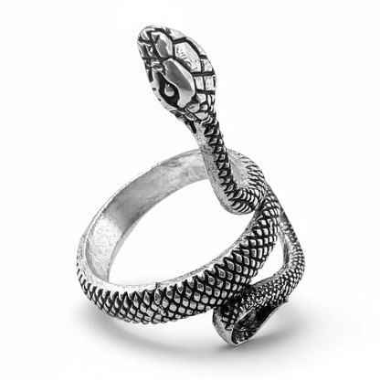 COBRA-STRIKE - Alloy Adjustable Vintage Silver Tone Snake Ring for Men & Boys - THE MEN THING