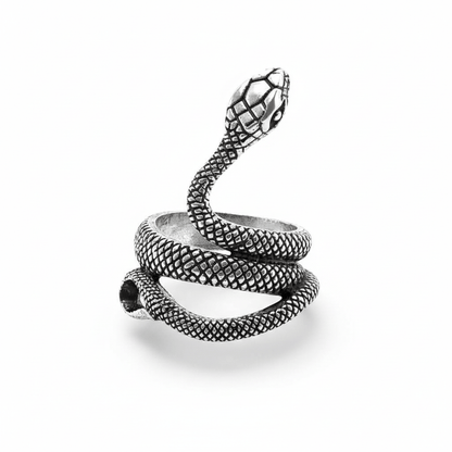 COBRA-STRIKE - Alloy Adjustable Vintage Silver Tone Snake Ring for Men & Boys - THE MEN THING