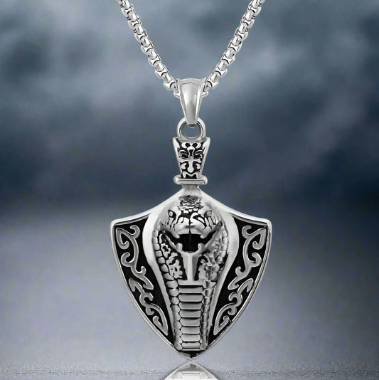 COBRA THE KING - Alloy Pendant with Stainless Steel 24inch Round Box Chain, European trending Style for Men & Boy - THE MEN THING