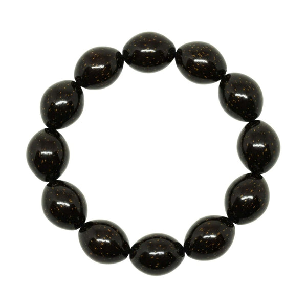 COCOSOUL - 17mm Wooden Beads Bracelet with Natural Stone - Adjustable Bracelet