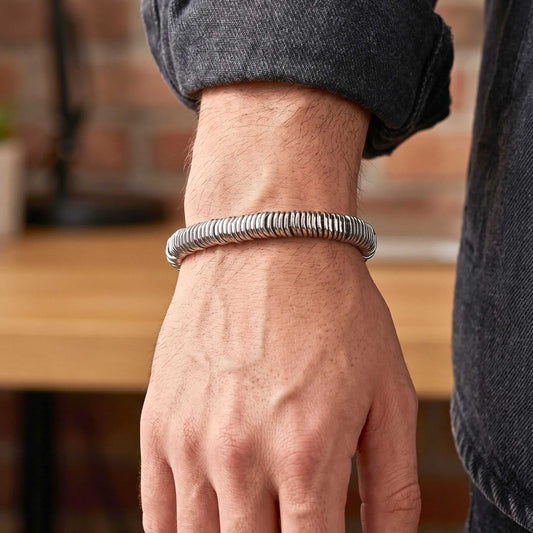 COIL CORE - 8mm Titanium Steel Bracelet with Lobster Clasp for Men & Boy 7 inch - THE MEN THING