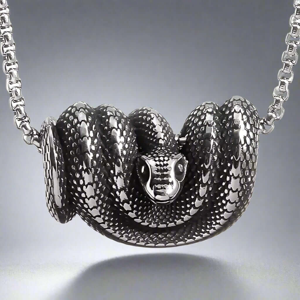 COILED SERPENT- Alloy Snake Pendant with Pure Stainless Steel 24inch Round Box Chain, European trending Style for Men & Boy — SS Pendant/ Necklace for Men | THE MEN THING