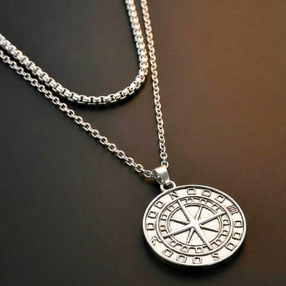 COIN COMPASS - 25mm Titanium Steel Pendant with 20 to 22inch Adjustable 4mm Chain for Men & Boys — SS Pendant/ Necklace for Men | THE MEN THING