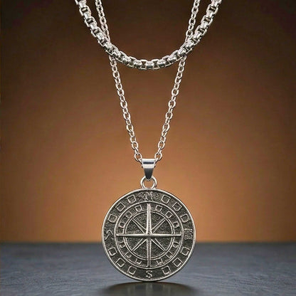 COIN COMPASS - 25mm Titanium Steel Pendant with 20 to 22inch Adjustable 4mm Chain for Men & Boys — SS Pendant/ Necklace for Men | THE MEN THING