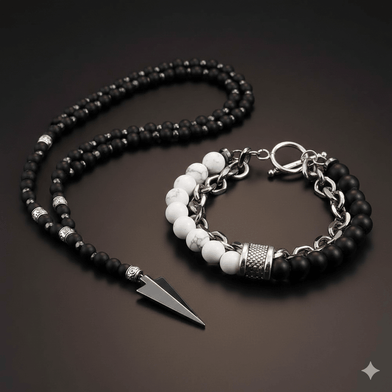 COMBO – Arrow Necklace & Money Magnet Chakra Bracelet for Men's