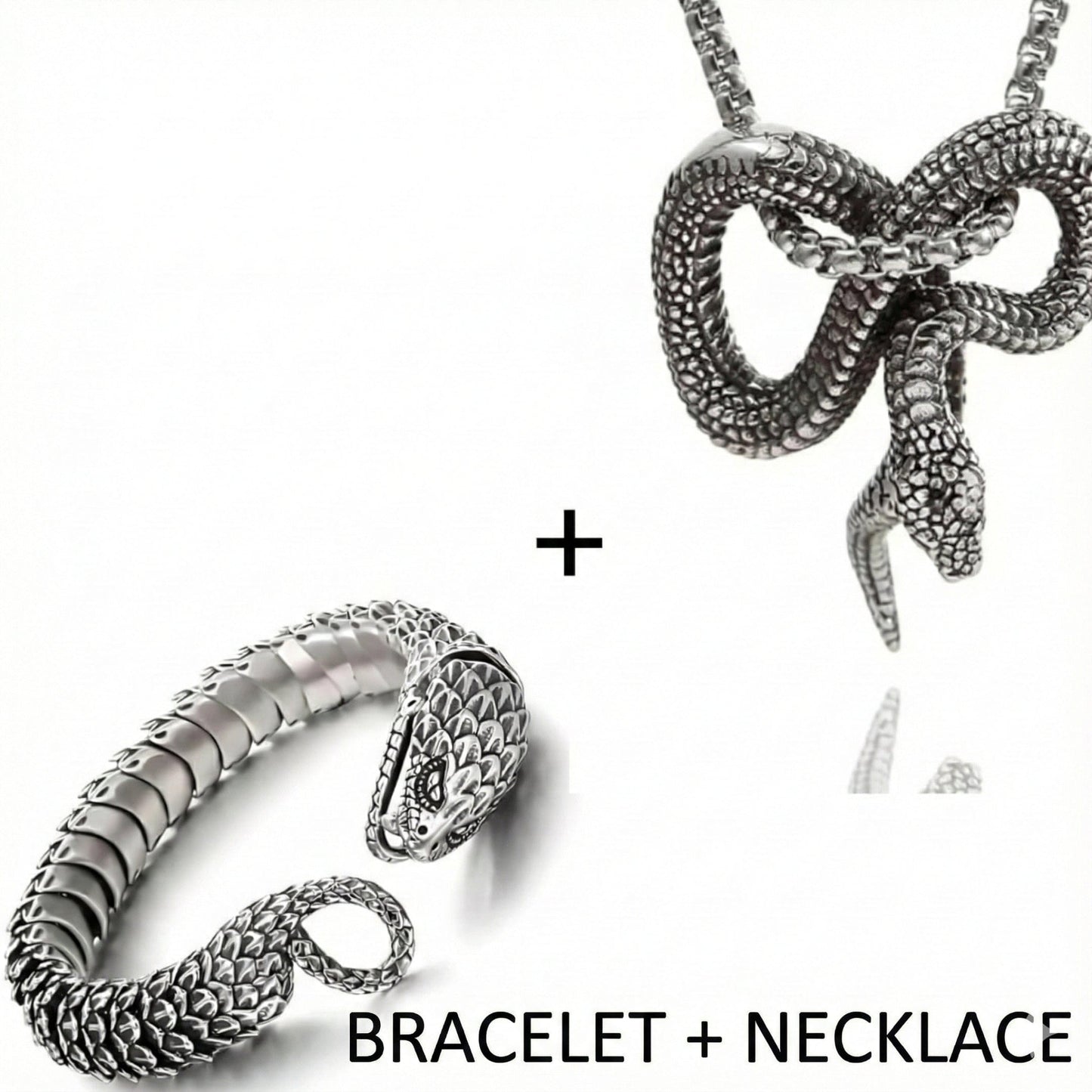 COMBO — Furious Infinity Snake Pendant + Serpent Titanium Steel Bracelet — SS Pendant/ Necklace for Men | THE MEN THING