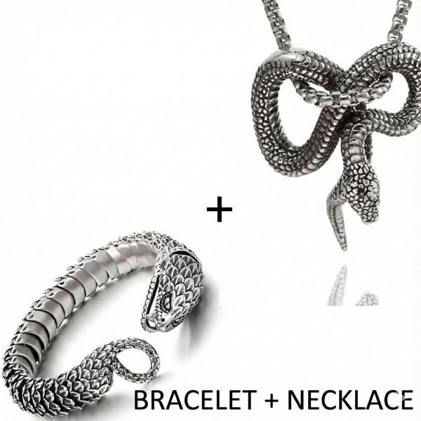 COMBO — Furious Infinity Snake Pendant + Serpent Titanium Steel Bracelet