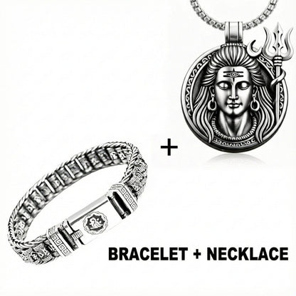COMBO — Shiva Soul Necklace × Mantra Link Bracelet | Spiritual Steel Duo - THE MEN THING