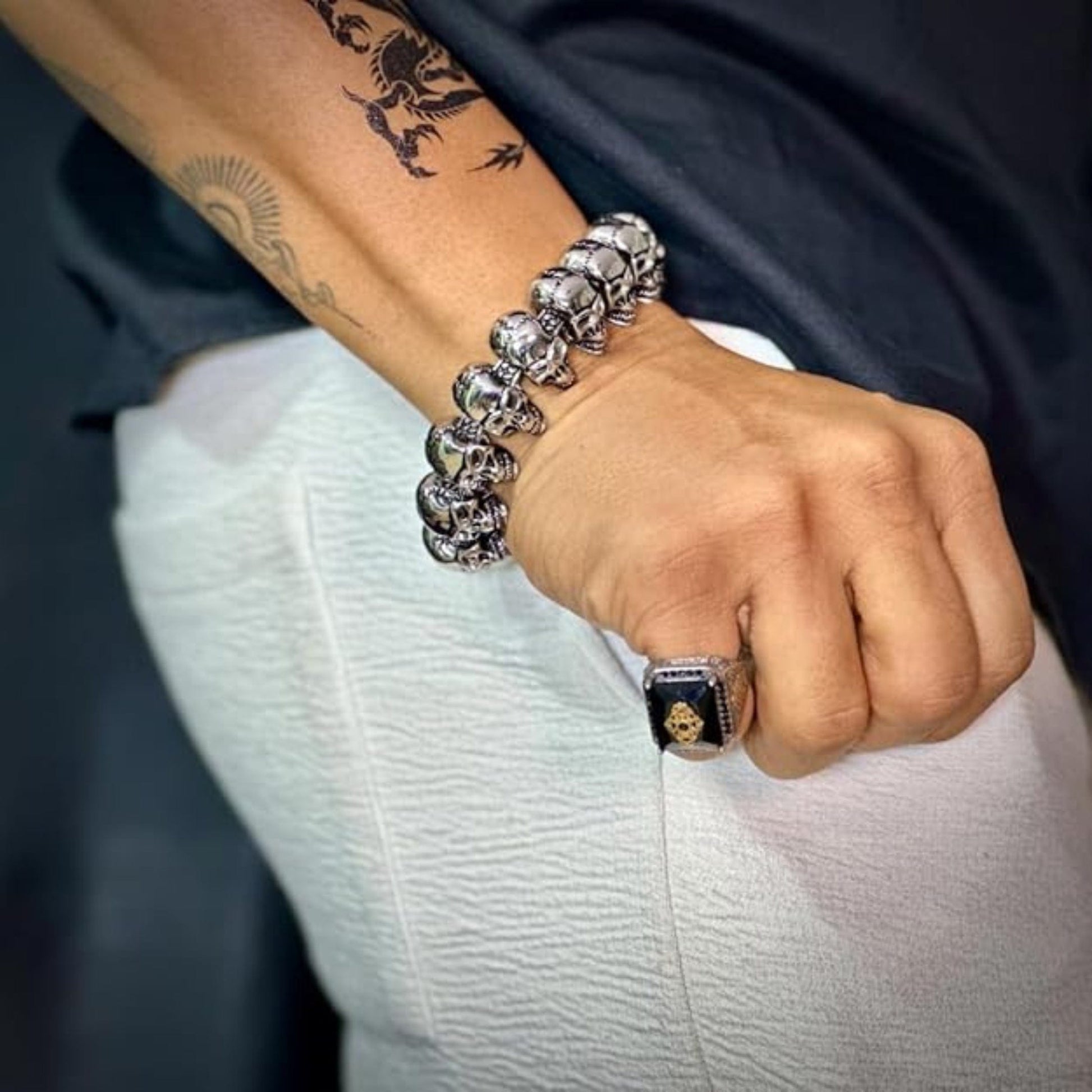 COMBO — Skull King Pendant × Ghost Head Bracelet | Heavy Titanium Steel Style Set - THE MEN THING