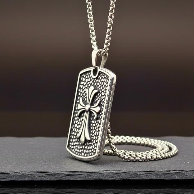 COMBO - Titanium Steel Divine Faith Pendant + Templar Cross Leather Bracelet for Men's - THE MEN THING