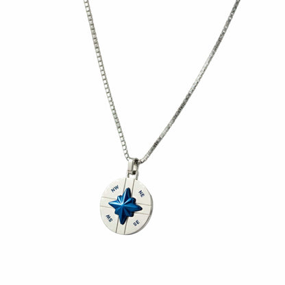 COMPASS STAR - 25mm Titanium Steel Pendant with 20inch Round Box 4 mm Chain for Men & Boys - THE MEN THING