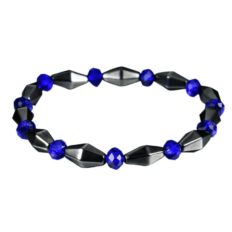 CONE SHAPE BLUE- - Beads Bracelet with Natural Stone - "7" inch Stretch Bracelet for Men & Boys - THE MEN THING