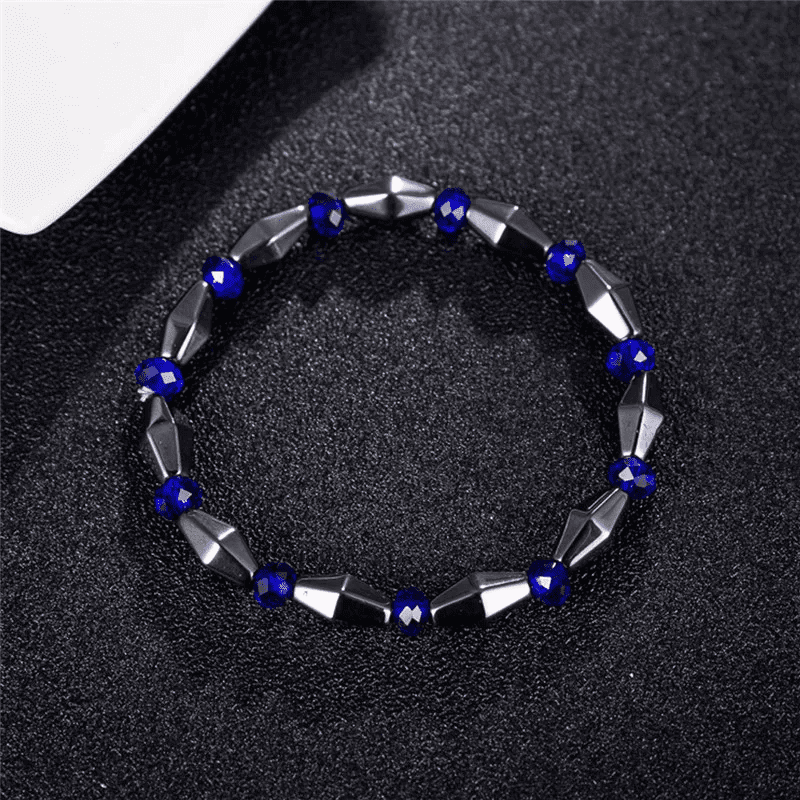 CONE SHAPE BLUE- - Beads Bracelet with Natural Stone - "7" inch Stretch Bracelet for Men & Boys - THE MEN THING