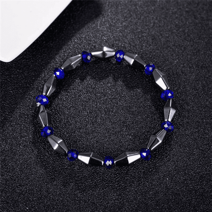 CONE SHAPE BLUE- - Beads Bracelet with Natural Stone - "7" inch Stretch Bracelet for Men & Boys - THE MEN THING