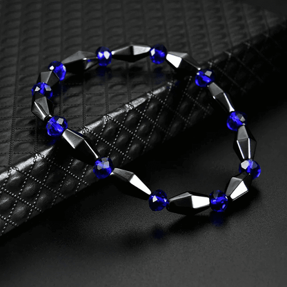 CONE SHAPE BLUE- - Beads Bracelet with Natural Stone - "7" inch Stretch Bracelet for Men & Boys - THE MEN THING