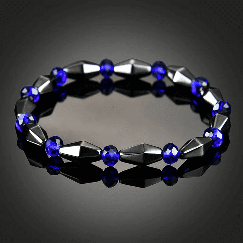 CONE SHAPE BLUE- - Beads Bracelet with Natural Stone - "7" inch Stretch Bracelet for Men & Boys - THE MEN THING