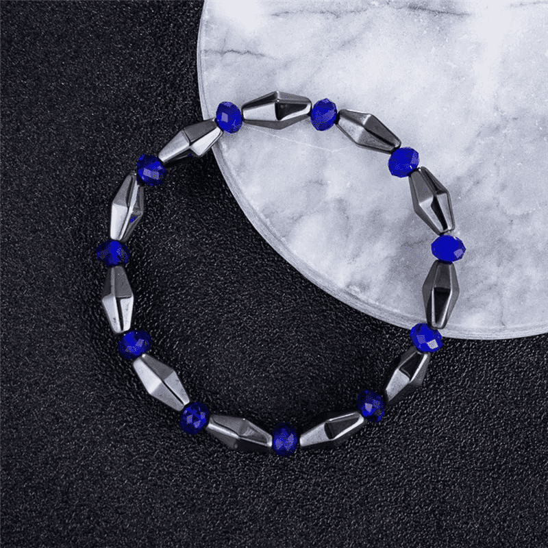 CONE SHAPE BLUE- - Beads Bracelet with Natural Stone - "7" inch Stretch Bracelet for Men & Boys - THE MEN THING