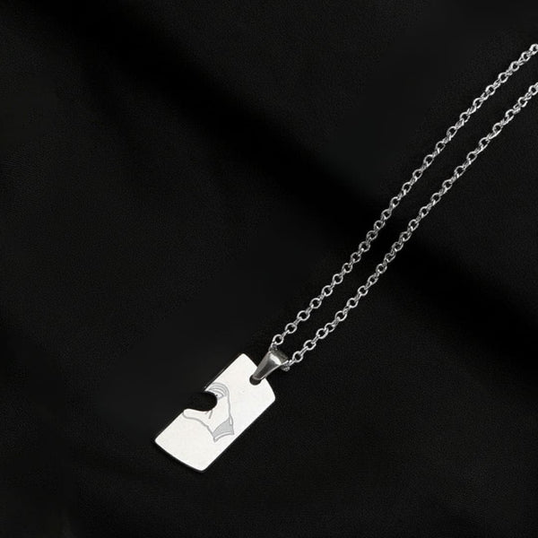 CONNECTED HEARTS - Steel - Pure Titanium Steel Bar Pendant with 24inch Cuban Chain for Men & Boys