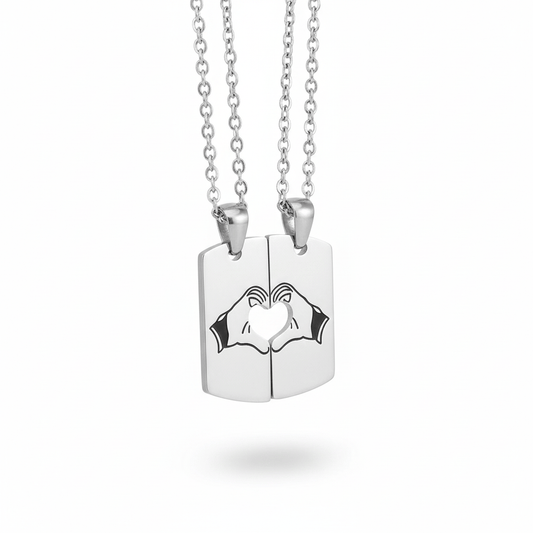 CONNECTED HEARTS - Steel - Pure Titanium Steel Bar Pendant with 24inch Cuban Chain for Men & Boys - THE MEN THING