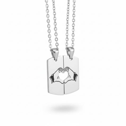 CONNECTED HEARTS - Steel - Pure Titanium Steel Bar Pendant with 24inch Cuban Chain for Men & Boys — SS Pendant/ Necklace for Men | THE MEN THING