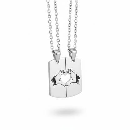 CONNECTED HEARTS - Steel - Pure Titanium Steel Bar Pendant with 24inch Cuban Chain for Men & Boys - THE MEN THING