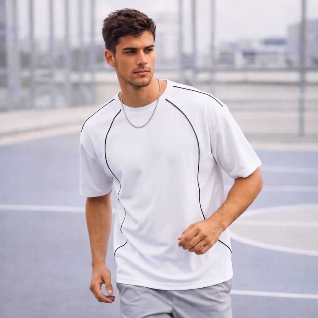 CONTOUR TRACE Oversized T-Shirt – White — T-Shirt for Men | THE MEN THING