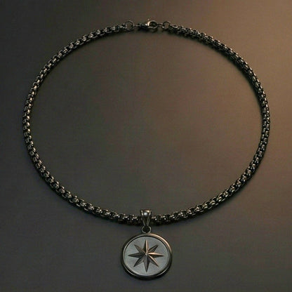 COSMIC BLACK STAR - 28mm Titanium Steel Pendant with 24inch Round Box 5mm Chain for Men & Boys - THE MEN THING