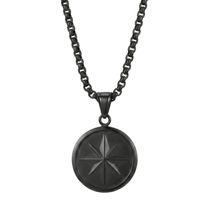 COSMIC BLACK STAR - 28mm Titanium Steel Pendant with 24inch Round Box 5mm Chain for Men & Boys - THE MEN THING