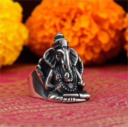 COSMIC GANPATHI RING - Pure Stainless Steel Men’s Steel-Plated Ring – Statement Luxury Jewelry (Size : 16-22-24-27) — Rings for Men | THE MEN THING