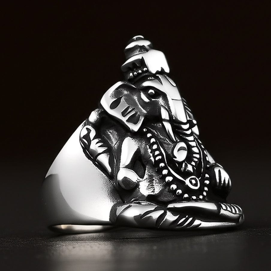 COSMIC GANPATHI RING - Pure Stainless Steel Men’s Steel-Plated Ring – Statement Luxury Jewelry (Size : 16-22-24-27) — Rings for Men | THE MEN THING
