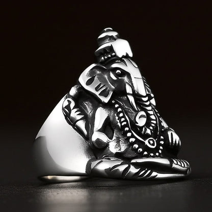 COSMIC GANPATHI RING - Pure Stainless Steel Men’s Steel-Plated Ring – Statement Luxury Jewelry (Size : 16-22-24-27) — Rings for Men | THE MEN THING