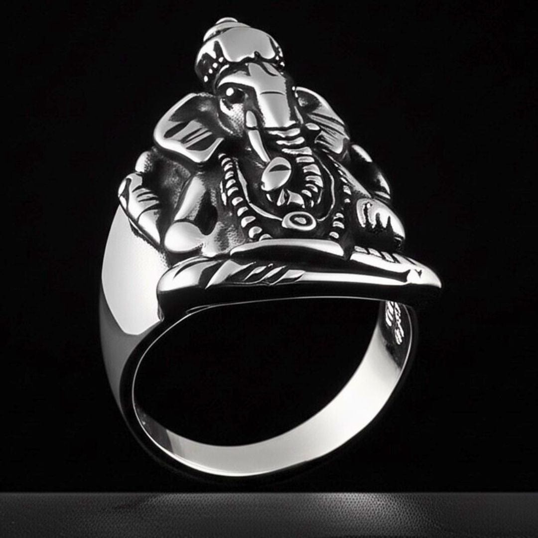 COSMIC GANPATHI RING - Pure Stainless Steel Men’s Steel-Plated Ring – Statement Luxury Jewelry (Size : 16-22-24-27) — Rings for Men | THE MEN THING