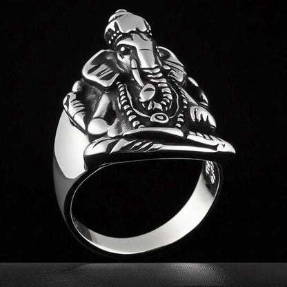 COSMIC GANPATHI RING - Pure Stainless Steel Men’s Steel-Plated Ring – Statement Luxury Jewelry (Size : 16-22-24-27) — Rings for Men | THE MEN THING