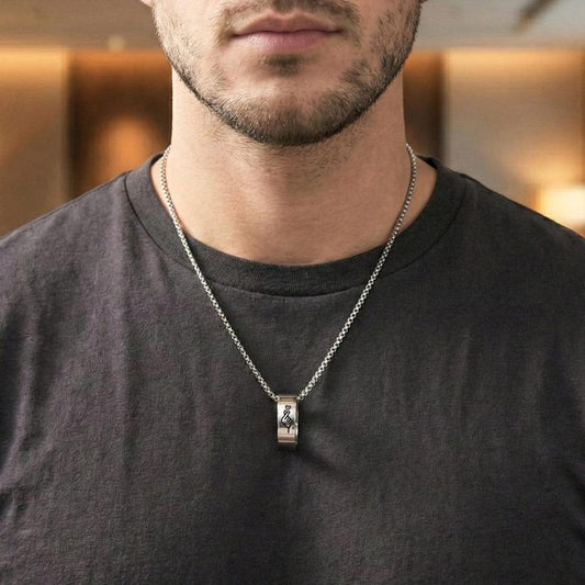 COUPLE FINGER HEART - Titanium Steel Pendant with 24inch Round Box Chain for Men & Boys - THE MEN THING