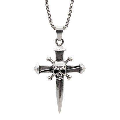COVENANT SKULL CROSS - 33mm Pure Titanium Steel Pendant with 27inch Round Box 4mm Chain for Men & Boys — SS Pendant/ Necklace for Men | THE MEN THING