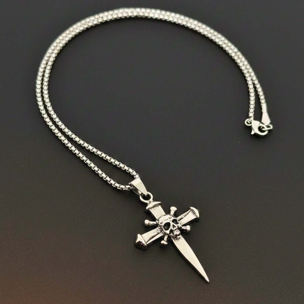 COVENANT SKULL CROSS - 33mm Pure Titanium Steel Pendant with 27inch Round Box 4mm Chain for Men & Boys — SS Pendant/ Necklace for Men | THE MEN THING