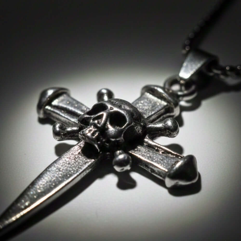 COVENANT SKULL CROSS - 33mm Pure Titanium Steel Pendant with 27inch Round Box 4mm Chain for Men & Boys — SS Pendant/ Necklace for Men | THE MEN THING
